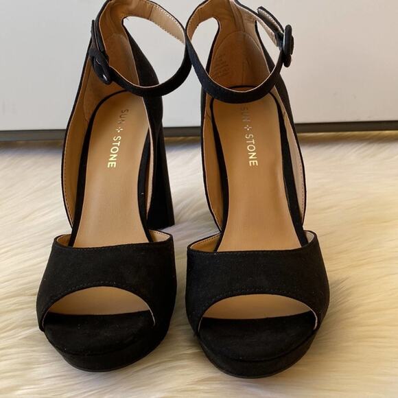 Block-Heel Platform Sun Stone Reeta Sandal Black 9.5 NEW!! - Picture 7 of 13